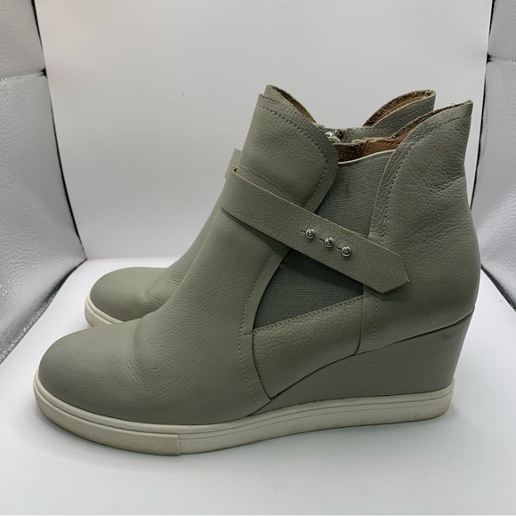 Linea Paolo Light Gray Leather FRESHTON High Hi Top Hidden Sneakers Sz 9M - Picture 3 of 10